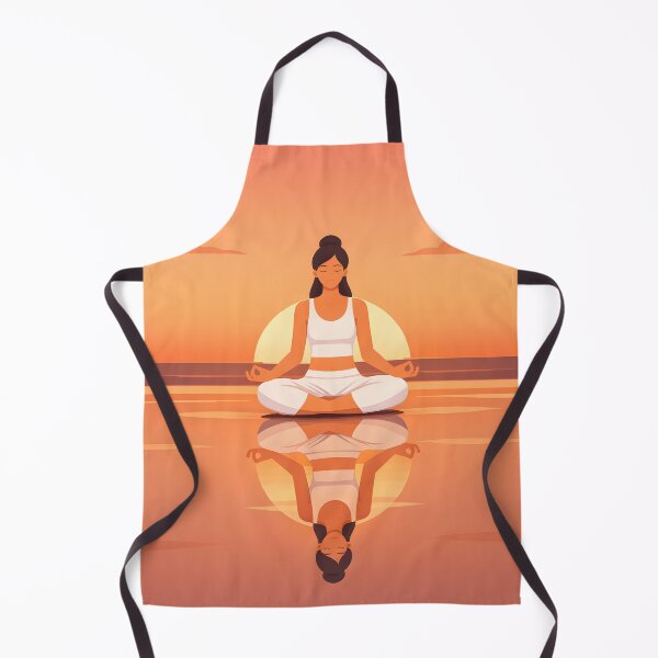 Item preview, Woman meditating in lotus position at sunset with water reflection designed and sold by homydesign.