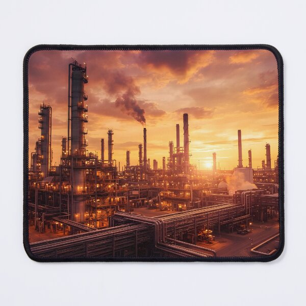 Item preview, A large industrial oil refinery at sunset designed and sold by homydesign.
