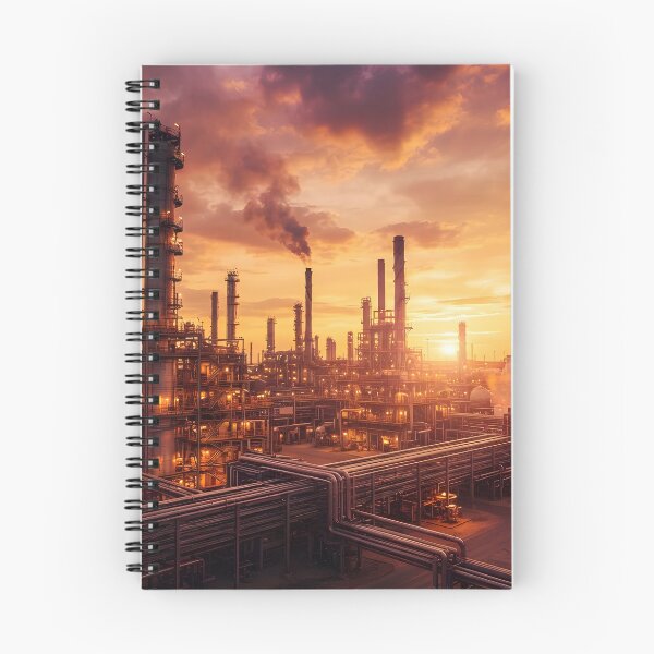 Item preview, A large industrial oil refinery at sunset designed and sold by homydesign.