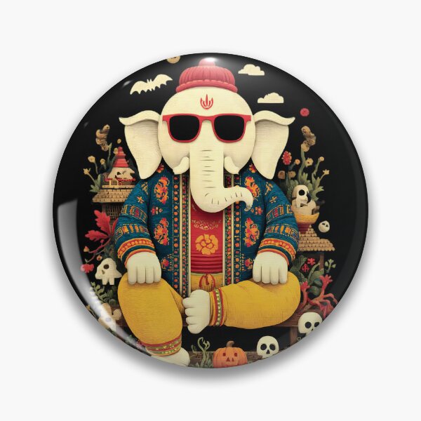 Item preview, Cool Elephant Halloween Red Beanie Pumpkin Skull Bat Pop Art designed and sold by PANNARUK THAILAND.