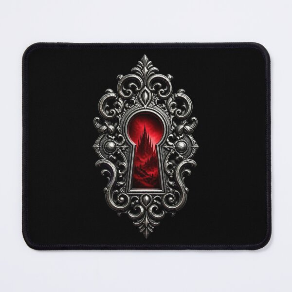 Item preview, Gothic Castle Portal Ornate Iron Keyhole Crimson Graphic designed and sold by LazyDayzCo.