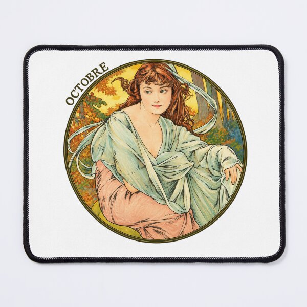 Item preview, Art Nouveau Woman Wall Art, October by Alphonse Mucha, The Months Vintage Print designed and sold by RickE.