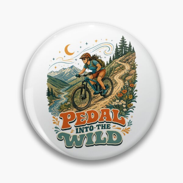 Item preview, Pedal Into the Wild Mountain Biking Adventure Trail Rider Nature Art designed and sold by inkoutninja.
