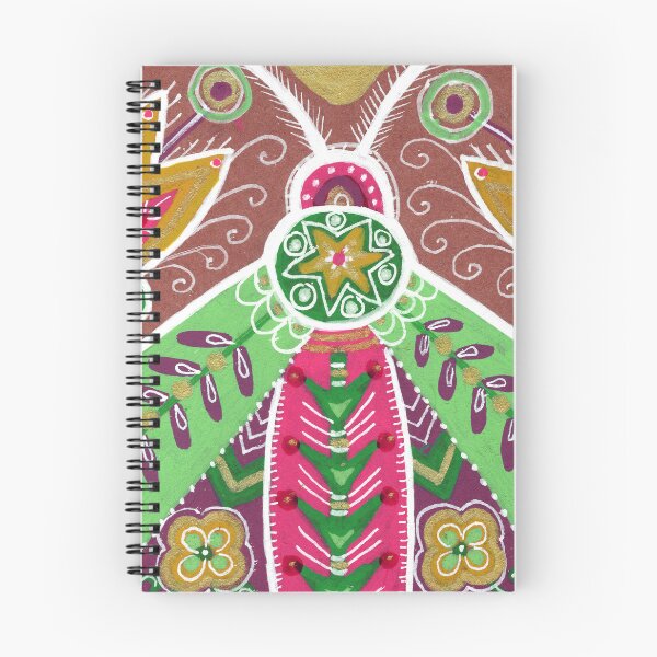 Item preview, Pink and Green Folk Art Moth with Tulips designed and sold by Fani*.