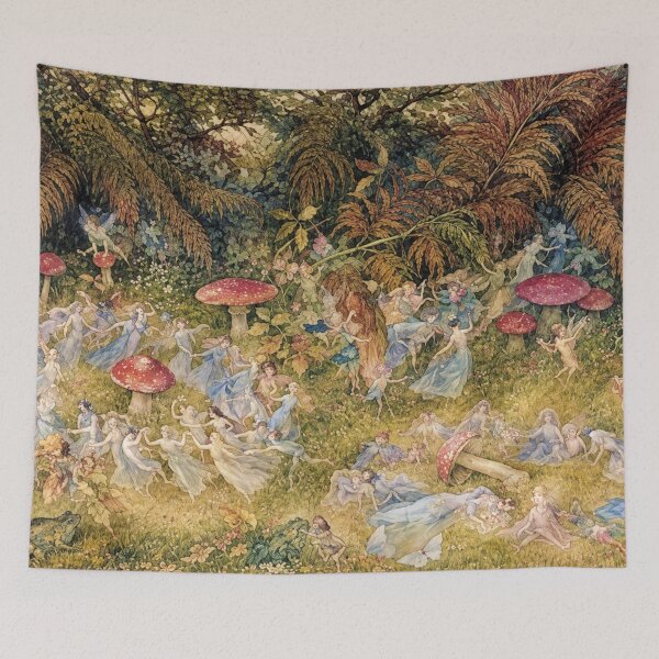 Item preview, Fairy Tale Wall Art, Fairy Rings and Toadstools, Richard Doyle Fairy Dance Print designed and sold by RickE.