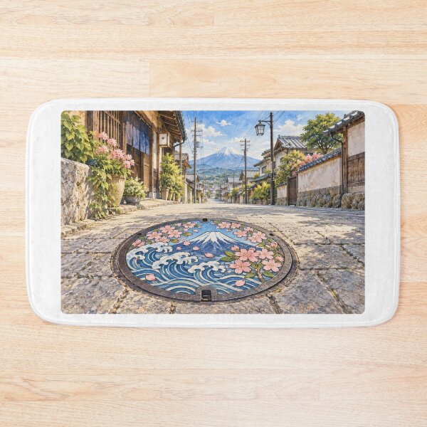 Item preview, Japanese Design Manhole Cover Mount Fuji & Sakura - Street Art Pictogram designed and sold by japan-picto.