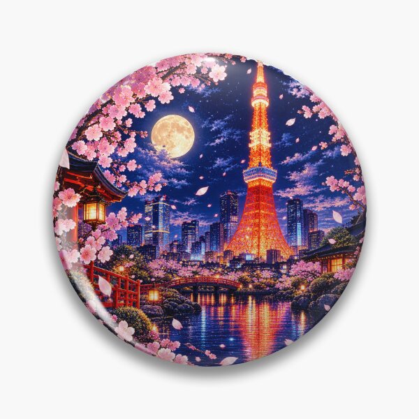 Item preview, Tokyo Tower at Night – Sakura Moonlight in Japan designed and sold by Daihuku2525.