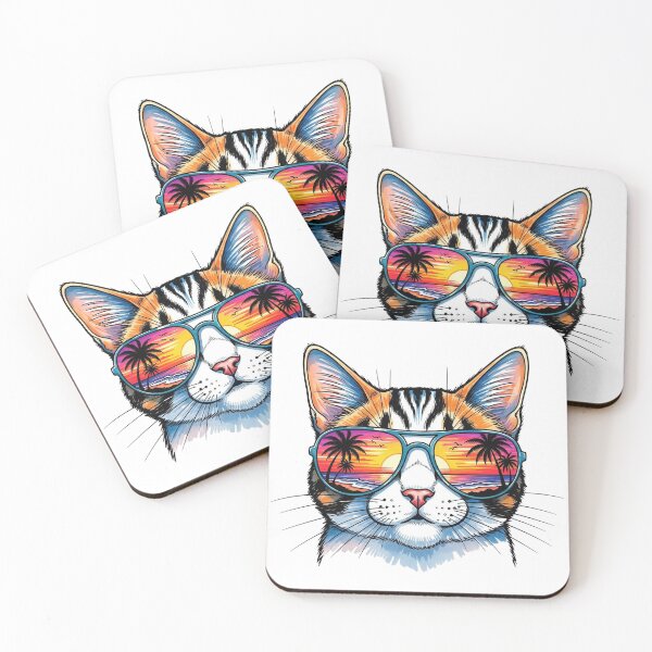 Item preview, Cat Sunglasses Beach Sunset Vacation designed and sold by minasarina.