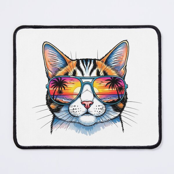 Item preview, Cat Sunglasses Beach Sunset Vacation designed and sold by minasarina.