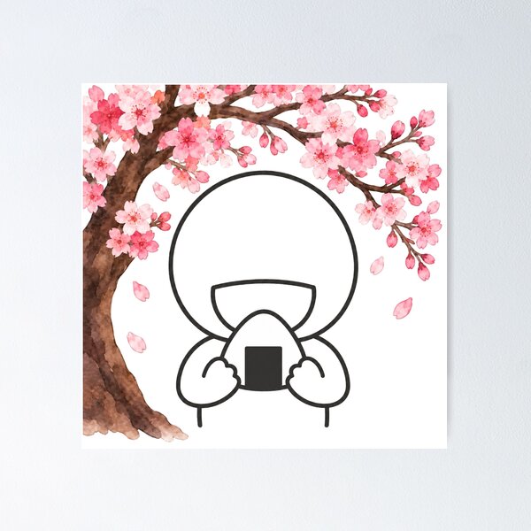 Item preview, Onigiri Rice Ball under Sakura Cherry Blossom - Hanami Picnic Pictogram designed and sold by japan-picto.
