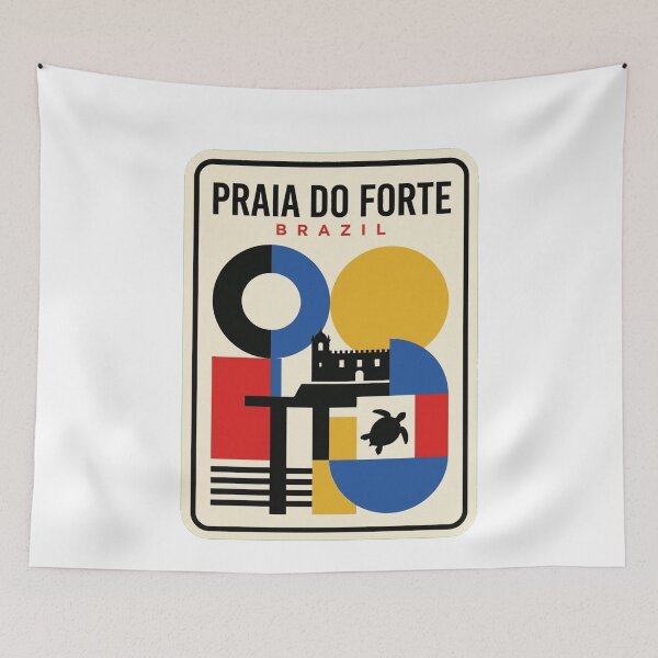 Item preview, Retro Praia Do Forte Bauhaus Geometric Skyline designed and sold by k3rstman1.