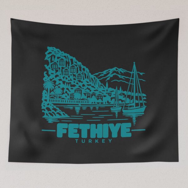 Item preview, Fethiye Turkey Line Art Coastline Poster designed and sold by CMYKStudio.