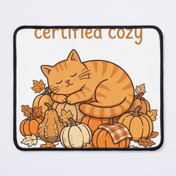 Item preview, Certified Cozy Orange Cat Fall Pumpkin Sticker designed and sold by The Oakhaven Archive.