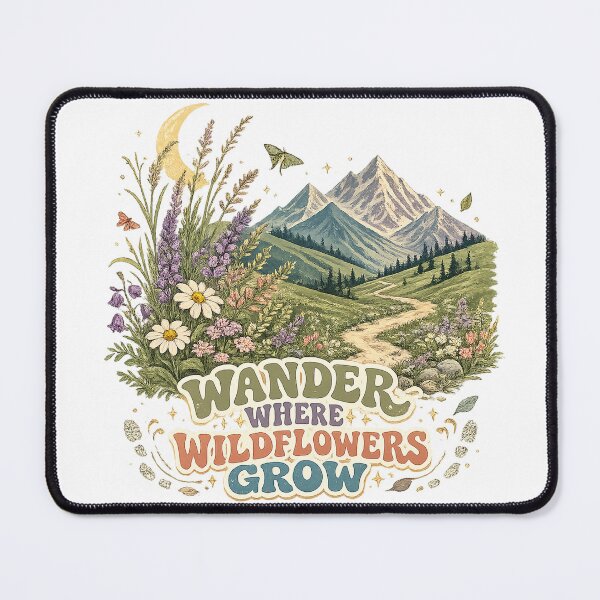 Item preview, Wander Where Wildflowers Grow Mountain Meadow Hiking Nature Art designed and sold by inkoutninja.