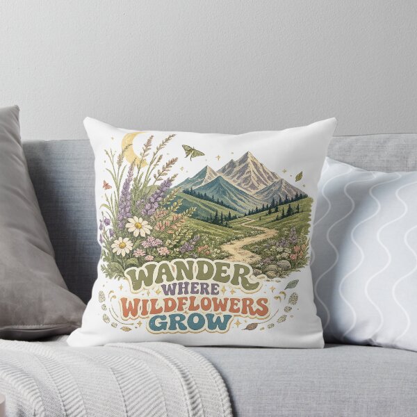 Item preview, Wander Where Wildflowers Grow Mountain Meadow Hiking Nature Art designed and sold by inkoutninja.