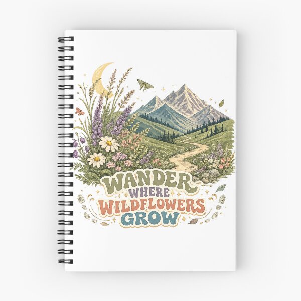 Item preview, Wander Where Wildflowers Grow Mountain Meadow Hiking Nature Art designed and sold by inkoutninja.