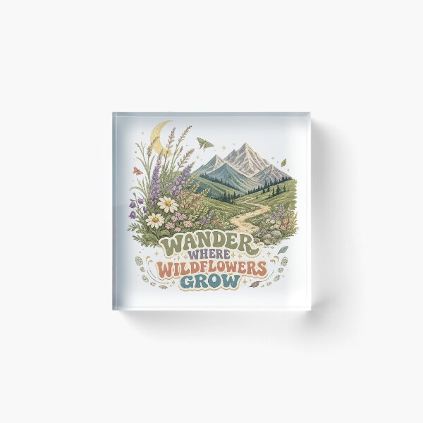 Item preview, Wander Where Wildflowers Grow Mountain Meadow Hiking Nature Art designed and sold by inkoutninja.