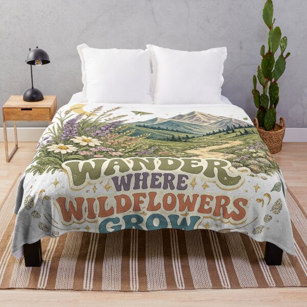 Item preview, Wander Where Wildflowers Grow Mountain Meadow Hiking Nature Art designed and sold by inkoutninja.