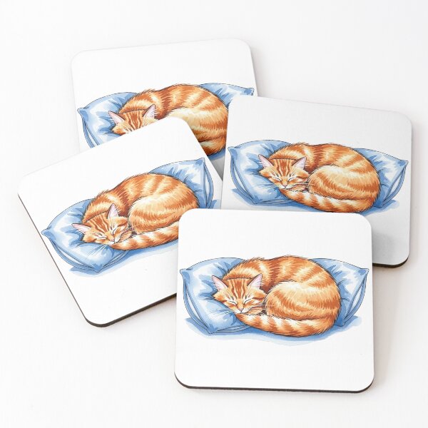 Item preview, Sleeping Tabby Cat Pillow Cozy Cat Lover Design designed and sold by minasarina.