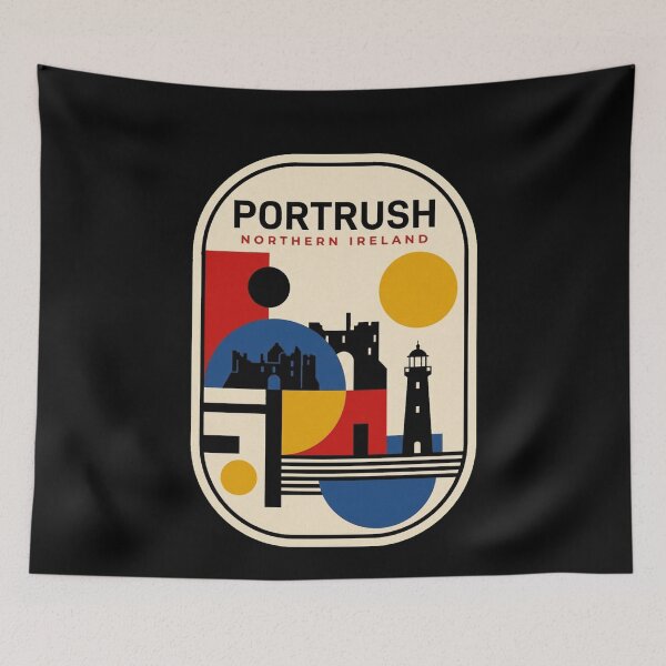 Item preview, Retro Portrush Bauhaus Geometric Skyline designed and sold by k3rstman1.