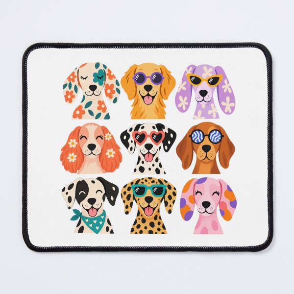 Item preview, Nine Colorful Dogs with Retro Flower Sunglasses designed and sold by skyartdesign.