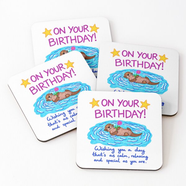 Item preview, Cute Birthday Otter with Flower – Calm & Relaxing Birthday Wishes designed and sold by newsuept25.art.