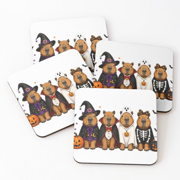 Item preview, Halloween Capybara Ghost Witch Vampire Spooky Boys Kids Girl T-Shirt designed and sold by E-Capoeira shop.