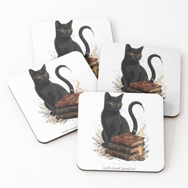 Item preview, Well Read Familiar Black Cat Dark Academia designed and sold by The Oakhaven Archive.