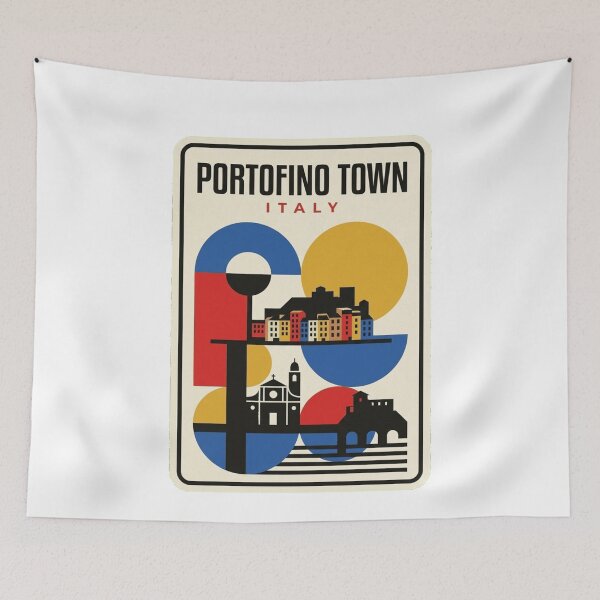 Item preview, Retro Portofino Town Bauhaus Geometric Skyline designed and sold by k3rstman1.