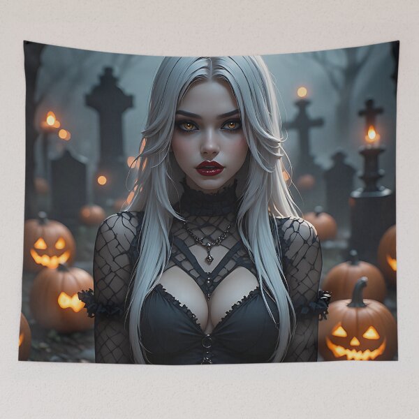 Item preview, Hot Halloween Anime Babe Goth Mommy Waifu Woman designed and sold by Your New Fixation.
