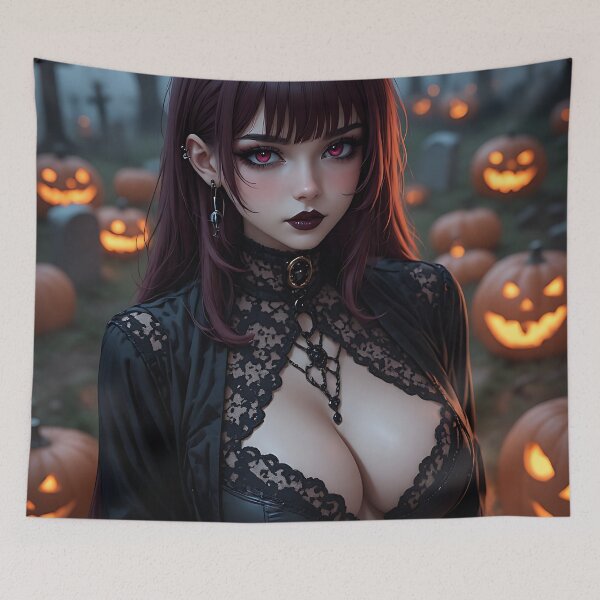 Item preview, Hot Halloween Anime Babe Goth Mommy Waifu Woman designed and sold by Your New Fixation.