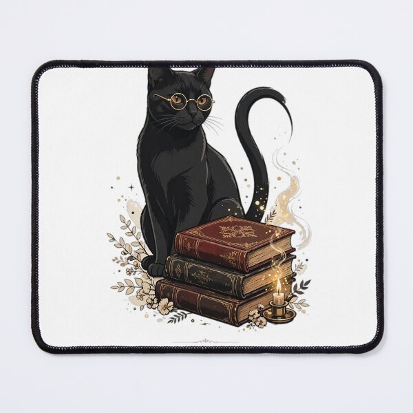 Item preview, Dark Academia Black Cat Familiar Bookish Art designed and sold by The Oakhaven Archive.
