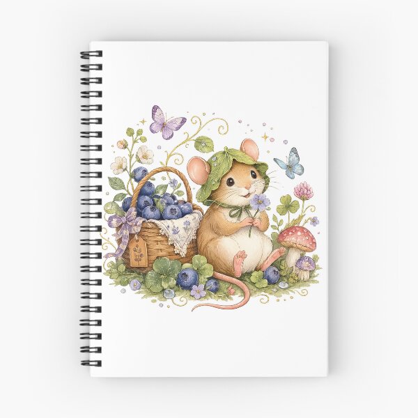 Item preview, Blueberry Mouse Cottagecore Woodland Cute Botanical Nature Art designed and sold by inkoutninja.