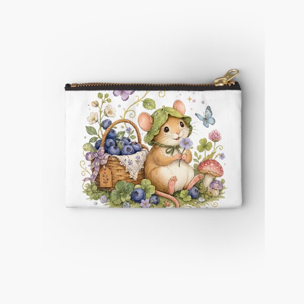 Item preview, Blueberry Mouse Cottagecore Woodland Cute Botanical Nature Art designed and sold by inkoutninja.