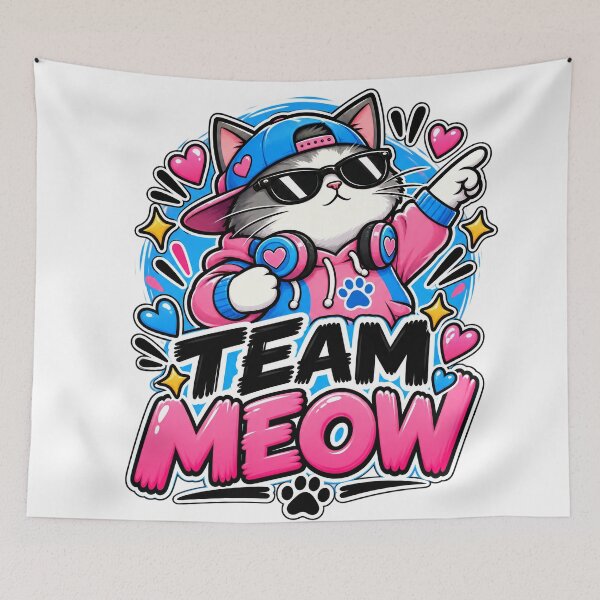 Item preview, Team Meow – Cool Gamer Cat with Headphones designed and sold by IMuDesigner.