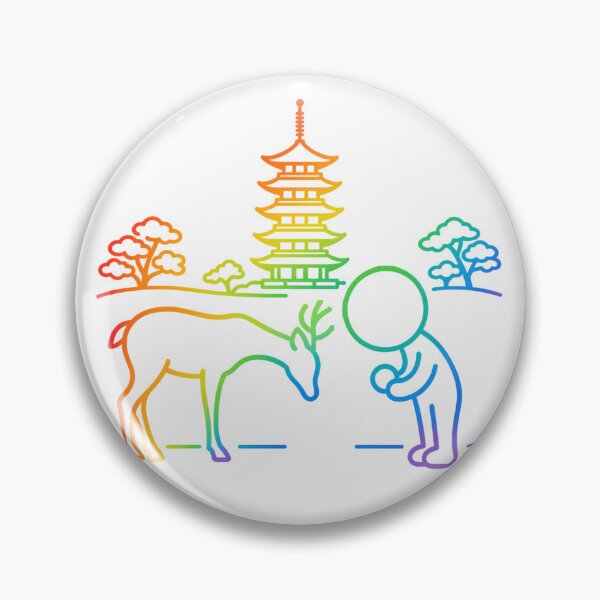Item preview, Bowing Deer in Nara Park - Colorful Rainbow Japan Travel Pictogram designed and sold by japan-picto.