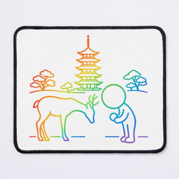 Item preview, Bowing Deer in Nara Park - Colorful Rainbow Japan Travel Pictogram designed and sold by japan-picto.