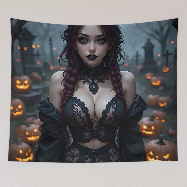 Item preview, Hot Halloween Anime Babe Goth Mommy Waifu Woman designed and sold by Your New Fixation.