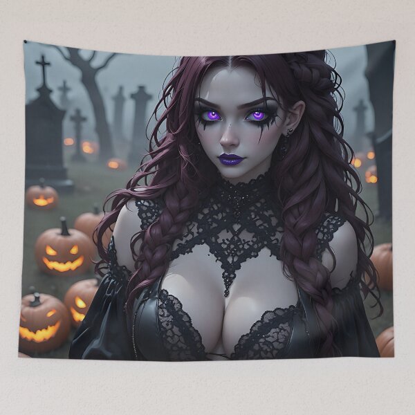 Item preview, Hot Halloween Anime Babe Goth Mommy Waifu Woman designed and sold by Your New Fixation.