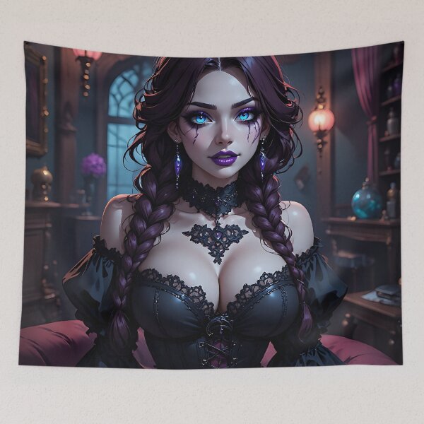 Item preview, Hot Halloween Anime Babe Goth Mommy Waifu Woman designed and sold by Your New Fixation.