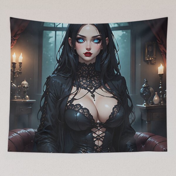 Item preview, Hot Halloween Anime Babe Goth Mommy Waifu Woman designed and sold by Your New Fixation.