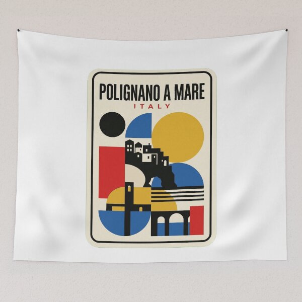 Item preview, Retro Polignano A Mare Bauhaus Geometric Skyline designed and sold by k3rstman1.
