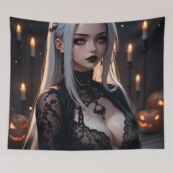 Item preview, Hot Halloween Anime Babe Goth Mommy Waifu Woman designed and sold by Your New Fixation.
