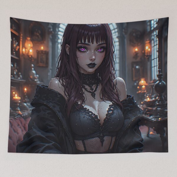 Item preview, Hot Halloween Anime Babe Goth Mommy Waifu Woman designed and sold by Your New Fixation.