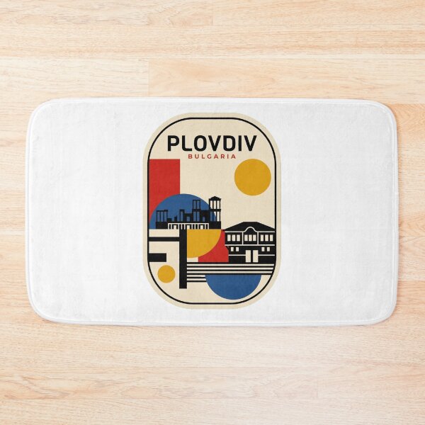 Item preview, Retro Plovdiv Bauhaus Geometric Skyline designed and sold by k3rstman1.