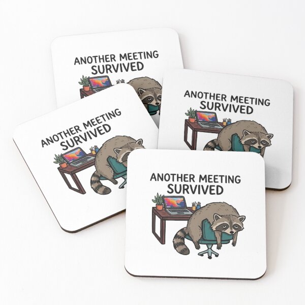 Item preview, Another Meeting Survived Tired Raccoon Funny Office Work Humor designed and sold by wingoo22.
