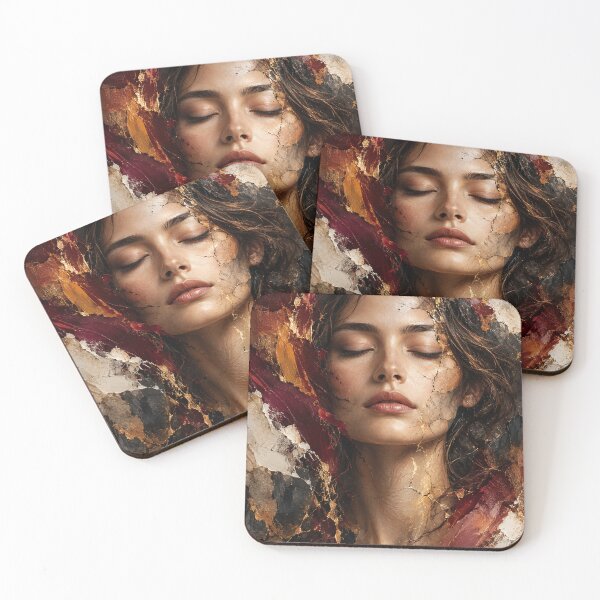 Item preview, Quiet Strength — Japanese Kintsugi Female Portrait designed and sold by KINTSUGI-LUMI.