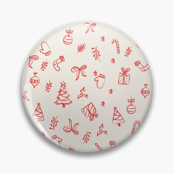 Item preview, Christmas Doodles Pattern | Hand Drawn Holiday Icons Coral Cream designed and sold by MarleneCanto.