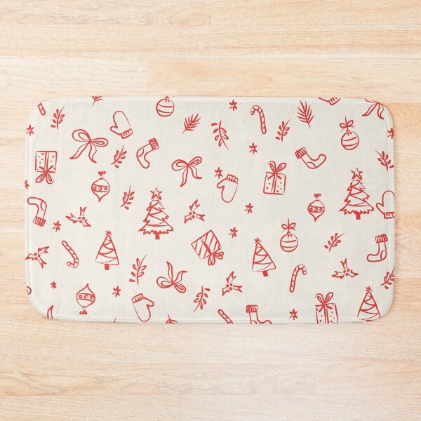 Item preview, Christmas Doodles Pattern | Hand Drawn Holiday Icons Coral Cream designed and sold by MarleneCanto.