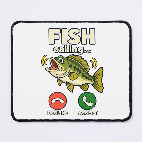 Item preview, Fish Calling Funny Bass Fishing Illustration designed and sold by skyartdesign.